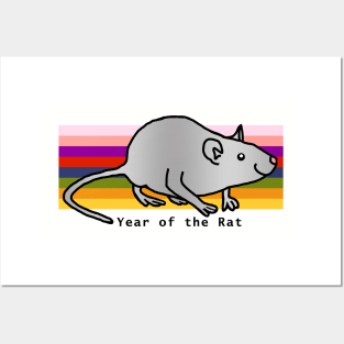 Year of the Rat on a Rainbow Posters and Art